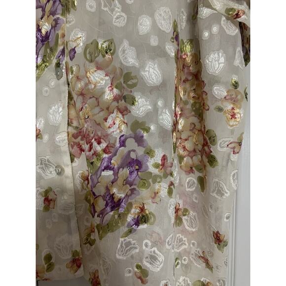 Vintage Erica Brooke Feminine Sheer Floral Cottage Core Button Blouse Top Sz 26 - Picture 3 of 6
